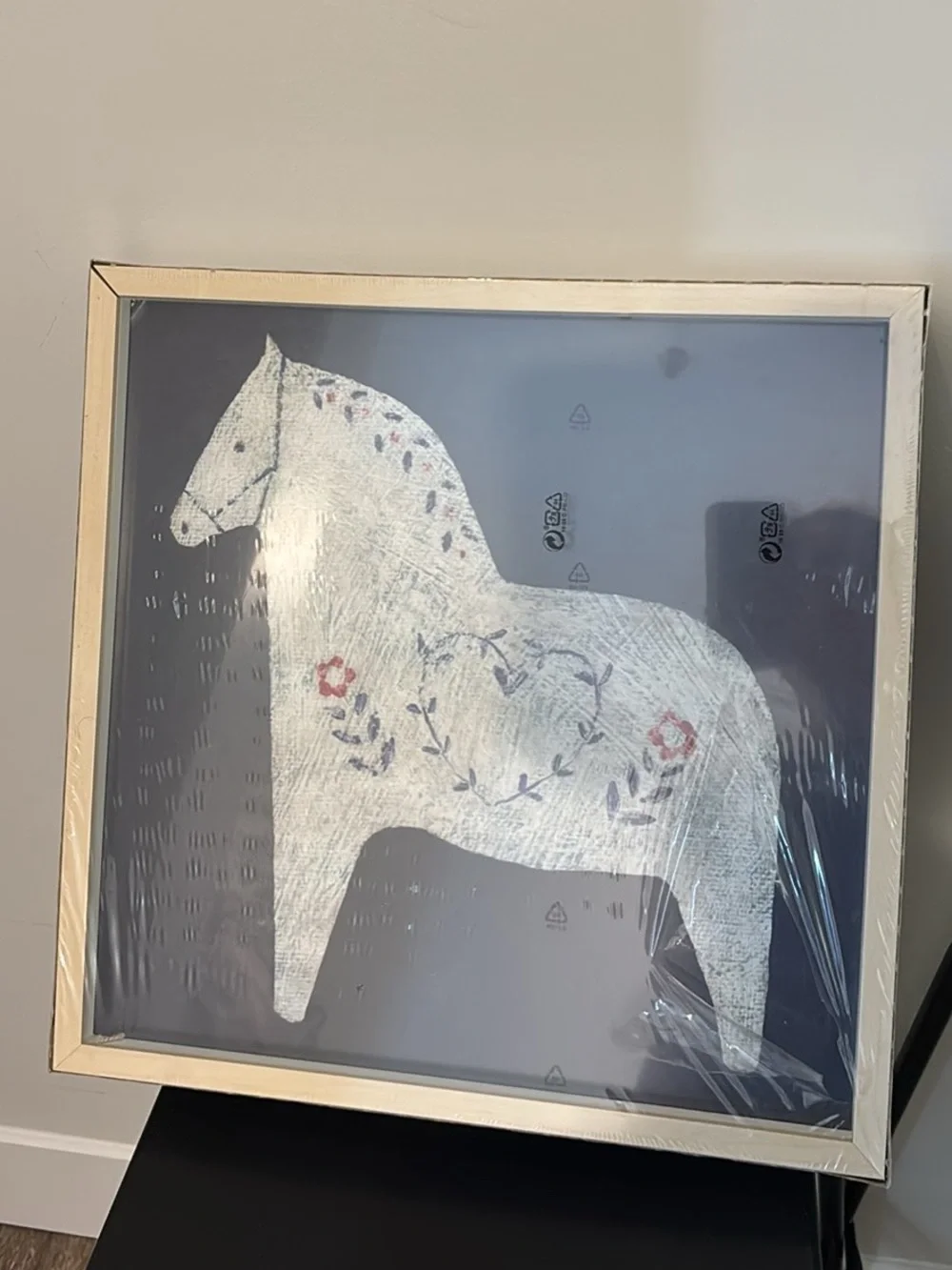 Ikea HOVSTA Picture Frame w/Poster, Painted Dala Horses 15 ¾ x15 ¾